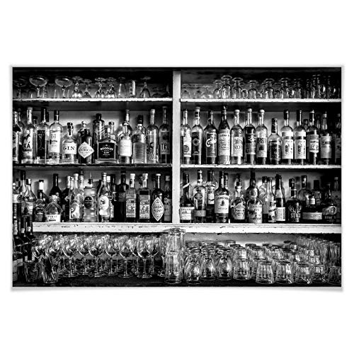 Poster Klein The Classic Bar schwarz-weiß Alkohol hochprozentig Theke 80x60cm von K&L Wall Art