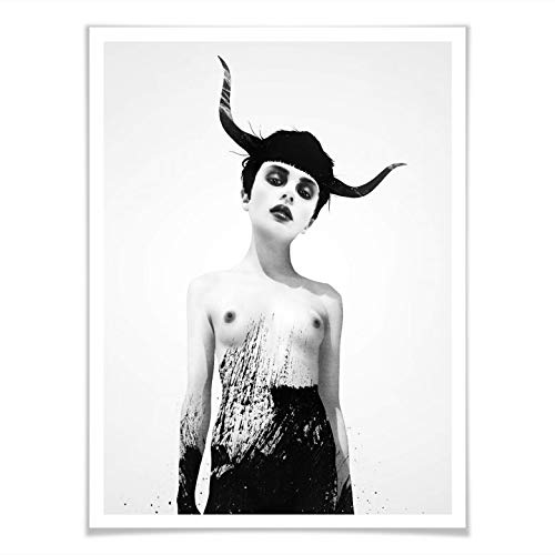 Poster Ruben Ireland The Sweetest Kill Kunst Illustration Zeichnung Frau nackt Brüste Hörner Fusion ohne Zubehör 40x50cm von K&L Wall Art