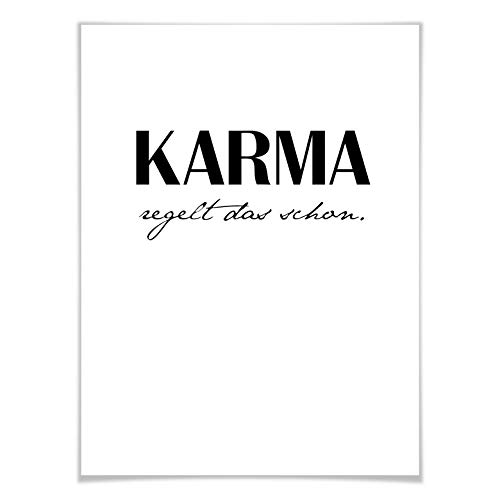 lustiges Poster Sprüche Zitate Weisheiten Karma regelt das schon 24x30cm von K&L Wall Art