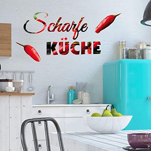 Scharfe Küche Wandtattoo Esszimmer Wandsticker selbstklebend Chili Rot entfernbar 30x17cm von K&L Wall Art