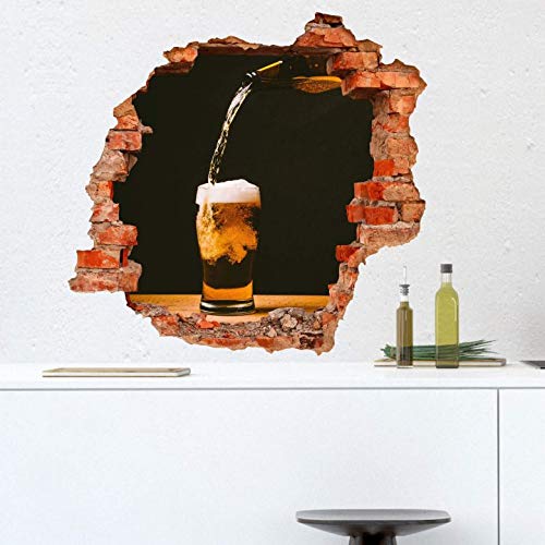 Steinoptik Wandtattoo Frisches Bier Wandsticker selbstklebend Wandbild Küche Bierflasche 40x38cm von K&L Wall Art