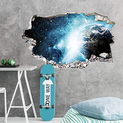 Weltraum Klebebild für die Wand Deko 3D Wandtattoo Weltall Tapete selbstklebend Galaxie Klebefolie 100x70cm von K&L Wall Art