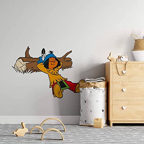 Yakari Wandtattoo selbstklebende Indianer Aufkleber Boho Deko Kinderzimmer Freunde und Beschützer für Kinder Klebebilder (80cm Süße Träume) von K&L Wall Art