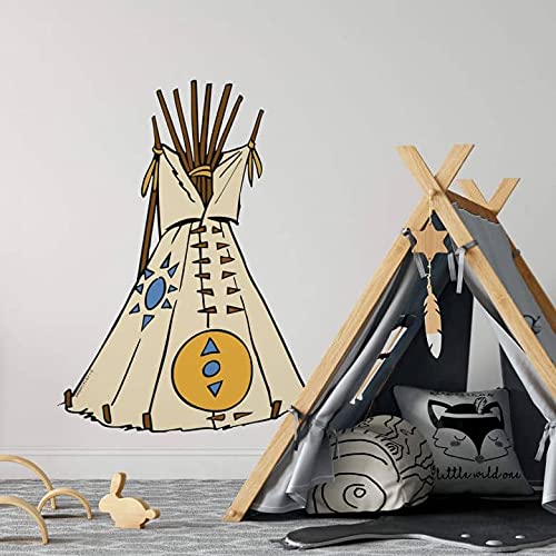 Yakari Wandtattoo selbstklebende Indianer Figur Tipi Zelt Aufkleber für Kinder Junge Mädchen Kinderzimmer Deko 39x50cm von K&L Wall Art