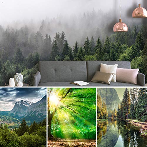 abwaschbare Tapete Gebirge Bild Wald Fototapete Wohnzimmer 3D Effekt Wandposter XXL Vliestapeten von K&L Wall Art