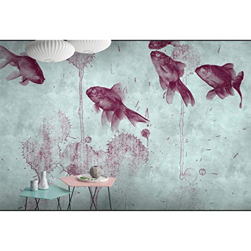 große Vliestapete XXL Fototapete Japanische Koi Fische Tapete Beton Karpfen im Teich Rot 400m x 270m von K&L Wall Art