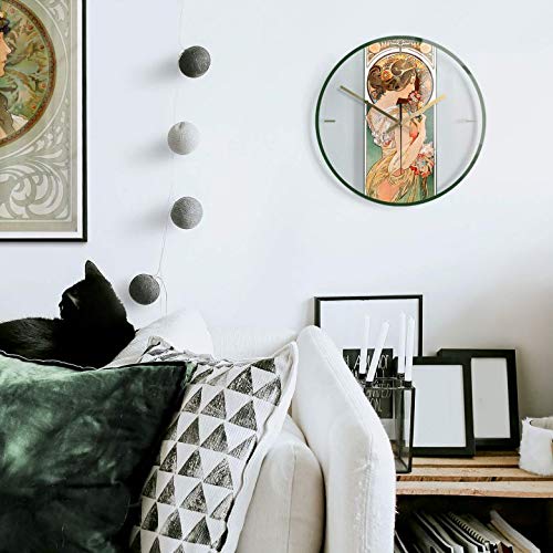 lautlose 30cm Große Wanduhr Wohnzimmer Wandbild Art Deco Glasbild Jugendstil Uhr aus Glas Wanddeko mit Quarz Uhrwerk von K&L Wall Art