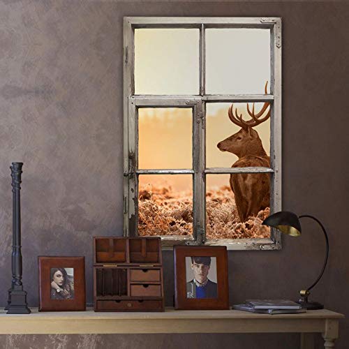 selbstklebende Fototapete 3D Fenster mit Aussicht Hirsch Wandtattoo Wald Wandaufkleber 80x61cm von K&L Wall Art