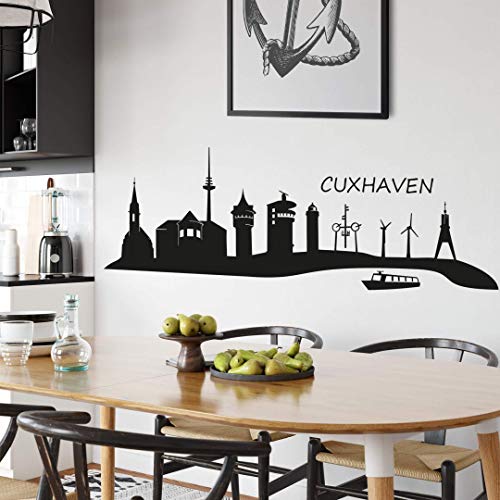 selbstklebendes Wandtattoo Cuxhaven Skyline Wandsticker selbstklebend Deutschland Stadt Silhouette Nordsee 120cm von K&L Wall Art