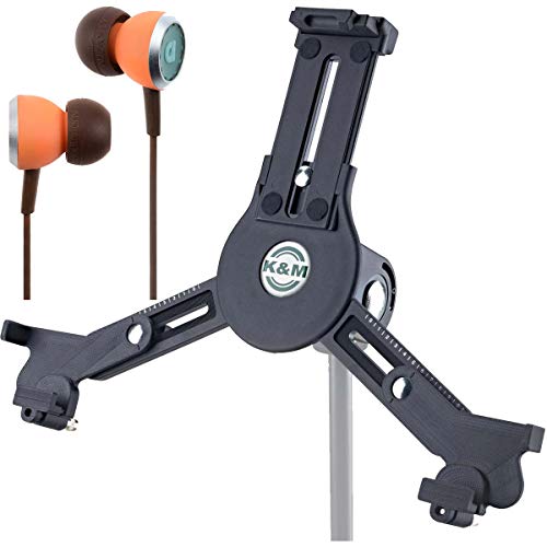 K&M 19790 Tablet-Halterung PC Stativhalter + Audiofly Premium InEar Ohrhörer von K&M