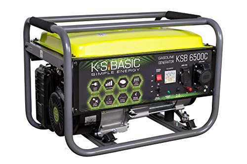 Benzingenerator K&S Basic KSB 6500C, Höchstleistung 5500 W,generator mit automatischer Spannungsregler (AVR), Ausgangsspannung 12V, stromerzeuger mit Kurzschlussschutz, Schutzklasse IP23M von K&S BASIC