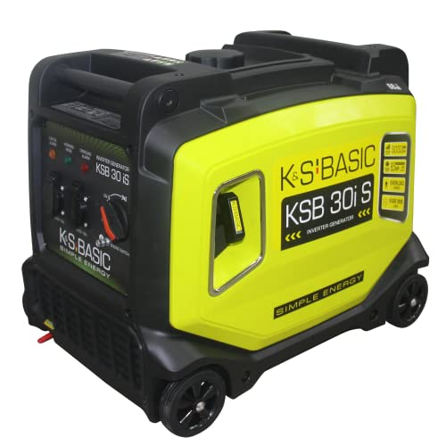 KSB 30i S Inverter Generator, Maximum Power 3000 W, Electronic Conversion of Electric Energy, Suitable for Sensitive Power Consumers, Engine with Euro 5 Exhaust Standard, Eco Mode, Compact Design von K&S BASIC