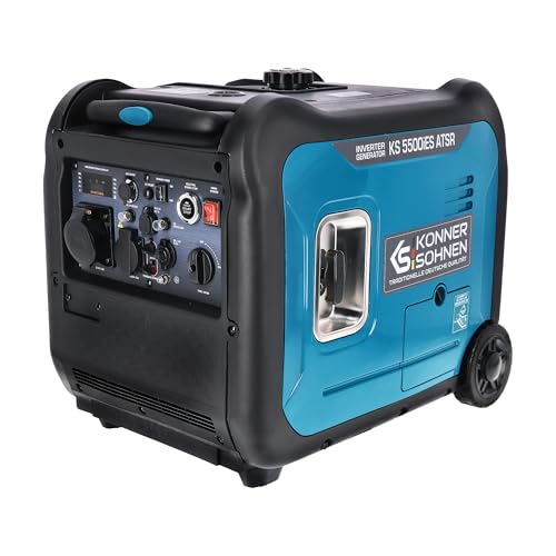 Inverter-Generator KS 5500iE S ATSR von Könner & Söhnen. Stromerzeuger 5500 W,Schuko-Steckdose 230 V,CEE-Steckdose 230V 32A,2 USB-Anschlüsse,powerstation mit LED-Anzeige, notstromaggregat EURO V. von K&S Könner&Söhnen