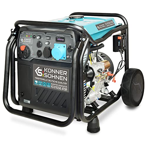 K&S Könner&Söhnen KS 8100iE ATSR Invertergenerator Benzin-Inverter-Generator, Stromerzeuger Höchstleistung 8,0 kW, 2 USB-Anschlüsse,Kupferwicklung, Kurzschluss- und Überlastschutz, EURO V von K&S Könner&Söhnen