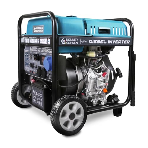 K&S Könner&Söhnen Diesel-Inverter-Generatoren KS 6100iDE ATSR, diesel notstromaggregat 5,5 kW, 2×Schuko 230 V, CEE 230 V 32 A,LED-Display, diesel Inverter - stromerzeuger mit Vorheizung von K&S Könner&Söhnen