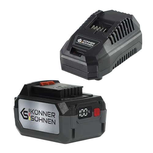 K&S Könner&Söhnen set Ladegerät für Li-Ion Akku KS C45A + Li-Ion Akku 20V KS 20V4-1,Akku Ladegerät Nennausgangsspannung 21.5 V,Nennausgangsstrom 4,5А, Lithium-Ionen Akku 20V,Batteriekapazität 4Ah von K&S Könner&Söhnen