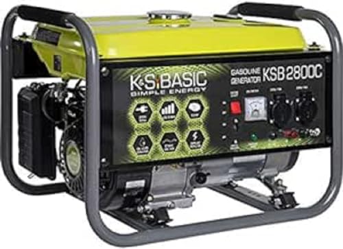 KSB 2800C Stromerzeuger, 6,5 PS 4-Takt Benzinmotor, Kupfer Alternator, Automatischer Spannungsregler (AVR), 2800 Watt, 16A, 230V Generator, für den Heim- und Freizeitbedar von K&S Könner&Söhnen