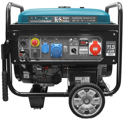 Könner & Söhnen KS 12-1E 1/3 ATSR - Stromerzeuger 18,5 PS, 4-Takt 1-Zylinder Benzinmotor mit Kupfer, E-Start, Notstromautomatik, Spannungsregler, 9200/8200 Watt von K&S Könner&Söhnen