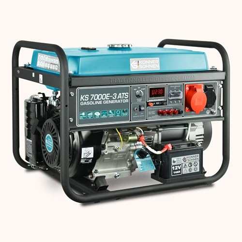 Könner & Söhnen KS 7000E-3 ATS Stromerzeuger, 13 PS 4-Takt Benzinmotor, E-Start, Notstromautomatik, 1x16A (400V/230V) Generator, Automatischer Spannungsregler von K&S Könner&Söhnen