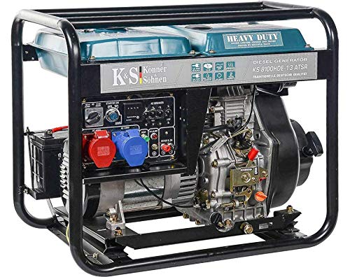 Könner & Söhnen KS 8100HDE-1/3 ATSR - 4-Takt Diesel Stromerzeuger 14PS mit Vorwärmer, Automatischer Spannungsregler, 6500/5300 Watt, 1x16A(400V)/1x32A(230V) für privaten und gewerblichen Gebrauch von K&S Könner&Söhnen