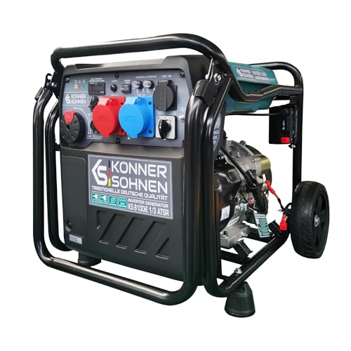 Könner & Söhnen KS 8100iE 1/3 ATSR Inverter-Stromerzeuger 8,5 kW, für Einphasen- (230V) und Dreiphasenbetrieb (400V), Benzin Generator Stromerzeuger mit ATS-Anschlussmöglichkeit von K&S Könner&Söhnen