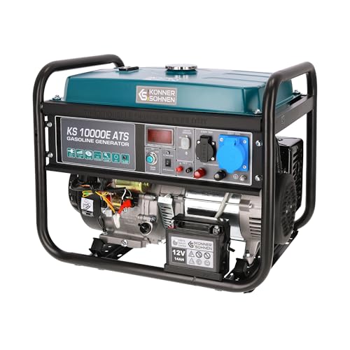 Könner & Söhnen Stromerzeuger KS 10000E ATS - Generator Benzin 18 PS 4-Takt Benzinmotor mit E-Starter, Automatischer Spannungsregler 230V, Notstromautomatik, 8000 Watt, 1x16A, 1x32A Stromgenerator von K&S Könner&Söhnen