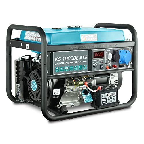 Könner & Söhnen Stromerzeuger KS 10000E ATS - Generator Benzin 18 PS 4-Takt Benzinmotor mit E-Starter, Automatischer Spannungsregler 230V, Notstromautomatik, 8000 Watt, 1x16A, 1x32A Stromgenerator von K&S Könner&Söhnen