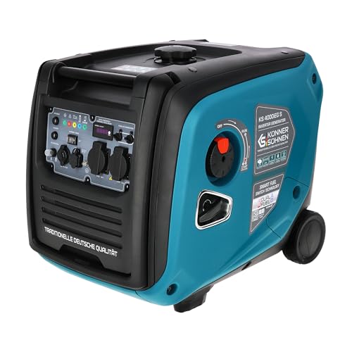 LPG/Benzin-Inverter-Generator KS 4000iEG S von Könner & Söhnen. Schallgedämmtes Gehäuse Gas stromerzeuger 4000 W, 2x16 A (230 V), 2 USB-Anschlüsse, ECONOMY-Modus,stromgenerator benzin leise, EURO V von K&S Könner&Söhnen