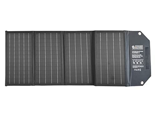 Portables Solarpanel K&S Könner&Söhnen KS SP28W-4 aus monokristallinem Silizium mit Ladeadapter, Solar Charger 28 W 4 Sektionen, 5 V/2,4 A USB-Ausgang, USB-Ausgang QC 3.0, solarpanel von K&S Könner&Söhnen