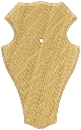 Gehörnbrett Eiche mit Kiefereinlage Rehbock Gamswild Hell Dunkel Set mit Gehörnklammer, Braun (Hell 9 x 12, 1) von K & S