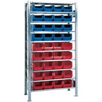 Steckregal H2000xB1000xT400mm Anbauregal 10 Stahlböden 16 x MK3Z blau, 20 x MK3Z rot - Quality Brand von QUALITY BRAND