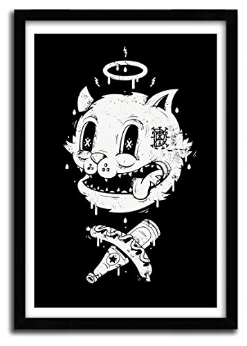 K.Olin tribu Alley CAT Black Plakat, Papier, weiß, 40 x 60 x 0,1 cm von K.Olin tribu