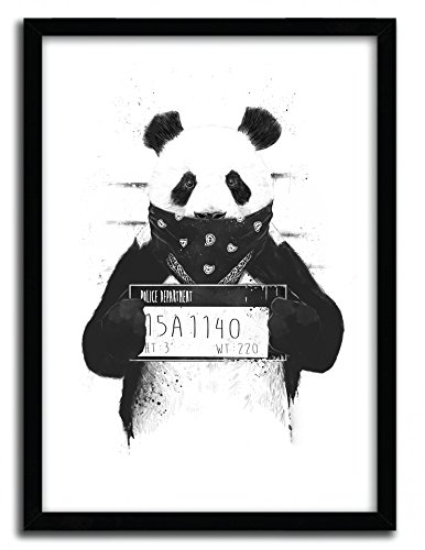 K.Olin tribu Bad Panda Plakat, Papier, weiß, Avec cadre-30x40 cm von K.Olin tribu