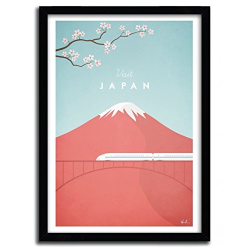 K.Olin tribu Japon Plakat, Papier, weiß, 40 x 50 x 1 cm von K.Olin tribu