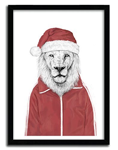 K.Olin tribu Santa Lion Plakat, Papier, weiß, 25 x 35 x 1 cm von K.Olin tribu