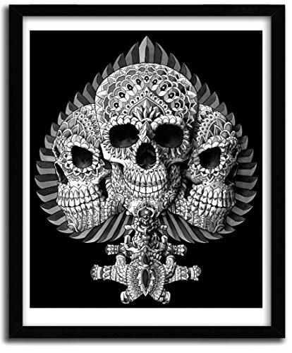 K.Olin tribu Skull Spade Plakat, Papier, weiß, 30 x 40 x 0,1 cm von K.Olin tribu