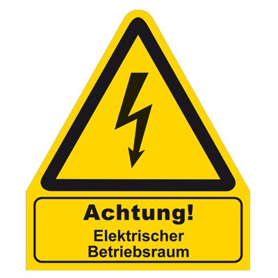 " Achtung ! Elektrischer Betriebsraum " Warnzeichen Warnschild Folie selbstklebend 210 x 245 mm von K24 - Warnzeichen