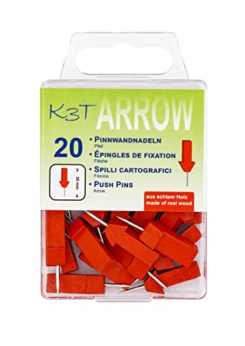 K3T 48315 Pinnnadeln Pfeile 20er Packung, Farbe rot von K3T