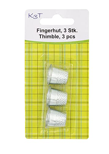 K3T 81940 Fingerhut 3er Packung, aus Metall, silberfarben, 1.7 x 1.8 x 1.8 cm von K3T