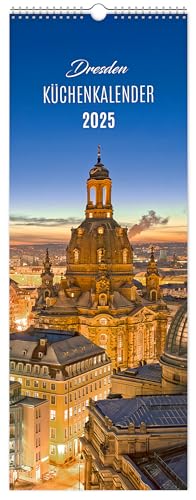 Küchenkalender Dresden 2025 | 15 x 40 cm | weißes Kalendarium von K4 Verlag