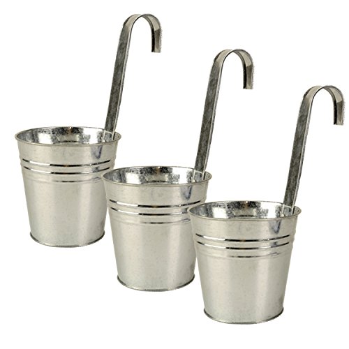 K7plus 3er Set Hängetöpfe Zink Balkon Blumentopf hängend Balkontopf Pflanztopf zum hängen aus Metall in verschiedenen Sommerfarben (3 x Silber) von K7plus