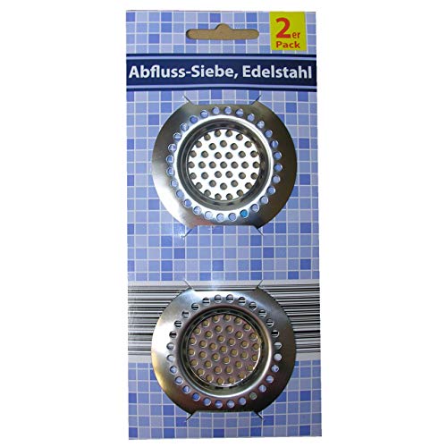 2er Set Abflusssiebe 63mm Edelstahl Spülbecken Haarsieb Waschbecken Ablauf Sieb von KA