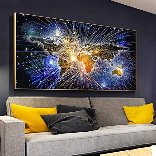 DIY 5D Diamond Painting Zubehör, Erwachsene Groß Diamant Painting Bilder Full Drill Set,Diamant Malerei Stickerei Gemälde Arts Craft für Haus Wand Und Eingang Dekor(Weltkarte,Round Drill,20x40inch) von KAADEER