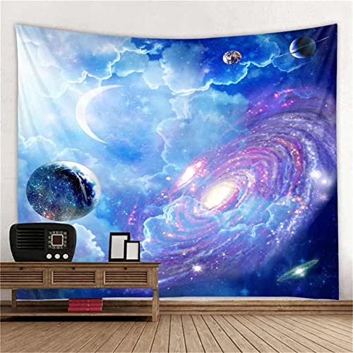 Wandteppich Milchstraße Mond Wandtuch Tapisserie Mikrofaser Groß Psychedelic Wandteppiche Hippie Wandbehang Bettdecke Yoga-Meditation Mat für Wohnzimmer Schlafzimmer Wohnkultur 200x150cm 80x60inches von KAADEER