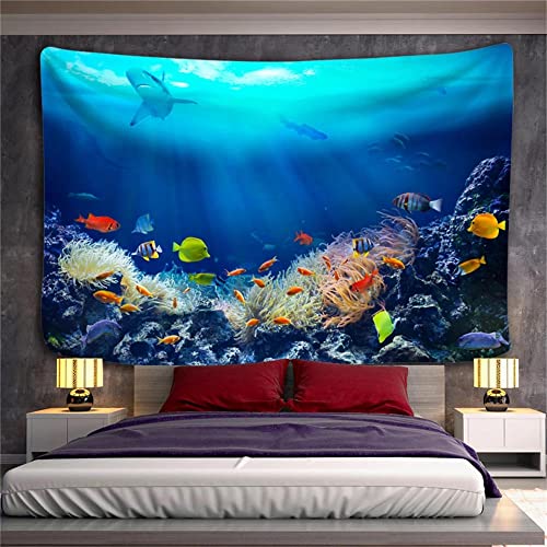 Wandteppich U-Boot-Fische Wandtuch Tapisserie Soft Flannel Groß Psychedelic Wandteppiche Hippie Wandbehang Bettdecke Yoga-Meditation Mat für Wohnzimmer Schlafzimmer Wohnkultur 230x270cm 90x106inches von KAADEER