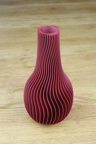 KAANY | 3D Druck Vase Luna | umweltfreundlich | nachhaltig | modernes Design | Made in Germany (Höhe 20cm, Durchmesser 10 cm) (KirschRot) von KAANY