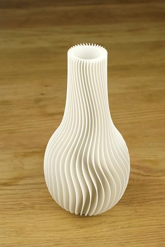 KAANY | 3D Druck Vase Luna | umweltfreundlich | nachhaltig | modernes Design | Made in Germany (Höhe 20cm, Durchmesser 10 cm) (Weiß) von KAANY