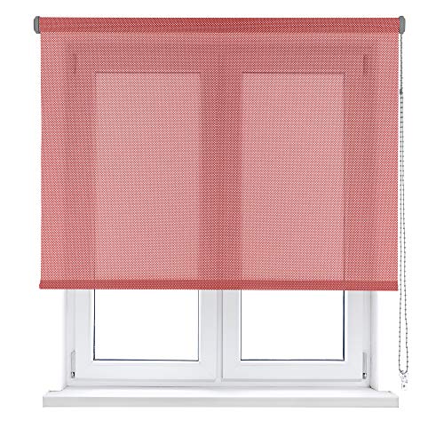 Seitenzugrollo Viewtex Screen 10% Öffnungsgrad Silber und Rot 75 x 250 cm - 5 Jahre Garantie von VIEWTEX