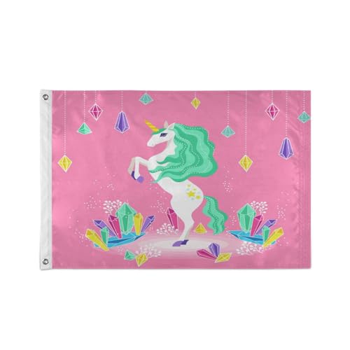 Einhorn Pink Art Wasserdicht Quadrat Banner Gartenflagge Dekoration Frühling Sommer Für Hof Im Freien von KAAVIYO