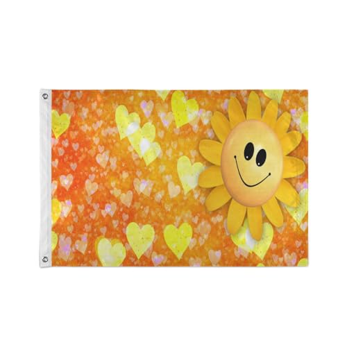 Herz-Sonnenblumen-Kunst Wasserdicht Quadrat Banner Gartenflagge Dekoration Frühling Sommer Für Hof Im Freien von KAAVIYO